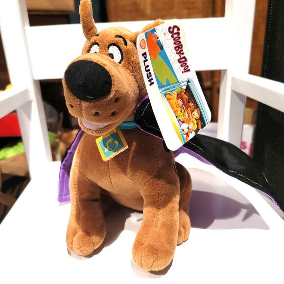 Scooby Doo Dracula Vampire Halloween 8" Plush Dog Black Purple Cape Ruz NEW WB - Picture 1 of 7